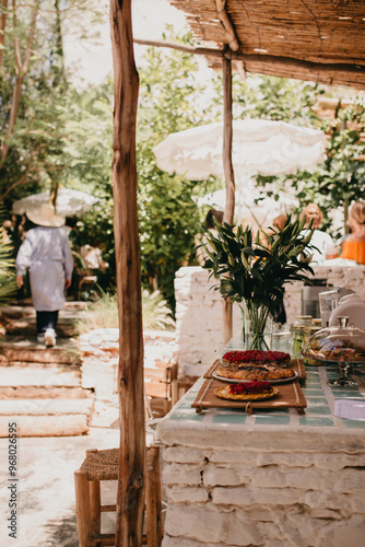 Rustic Marrakech themed garden party setting