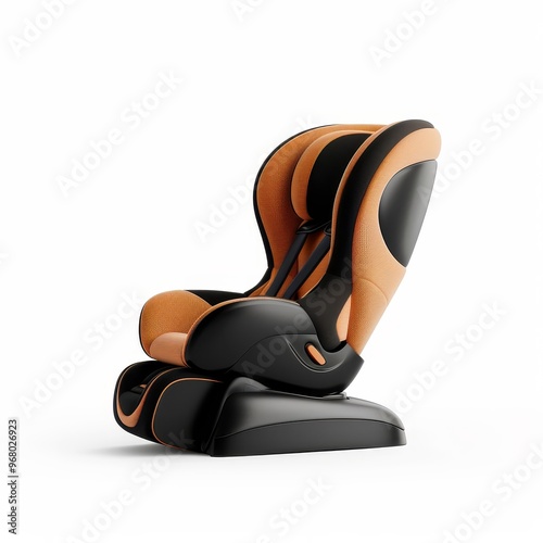 Car seat with adjustable base, convenience element, detailed 3D render, customizable position, isolated on white background. photo