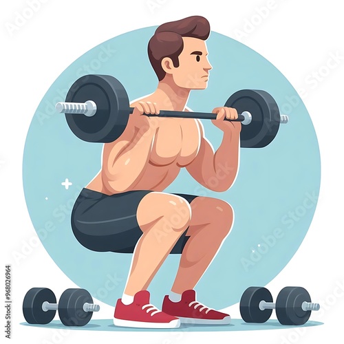 man doing barbell squats