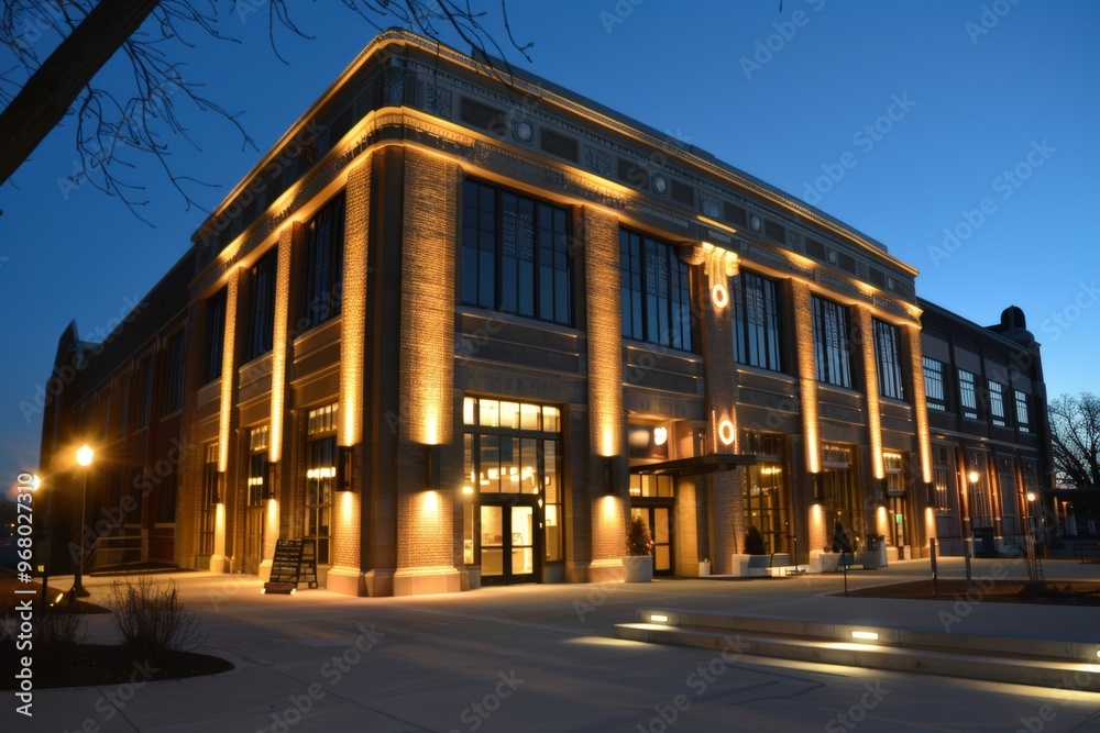 Fototapeta premium Historic Building with Modern Energy Efficient Lighting and Smart Controls for Enhanced Aesthetics and Functionality