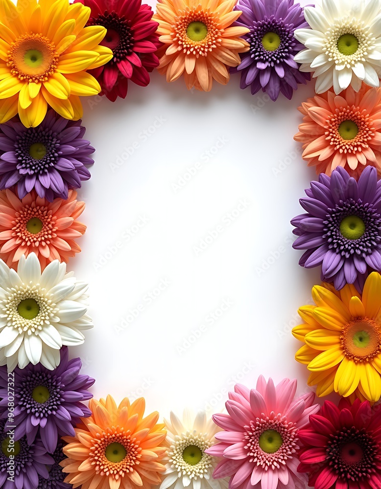 Frame of colorful flowers with copy space on white background Frame of colorful flowers with copy space on white background
