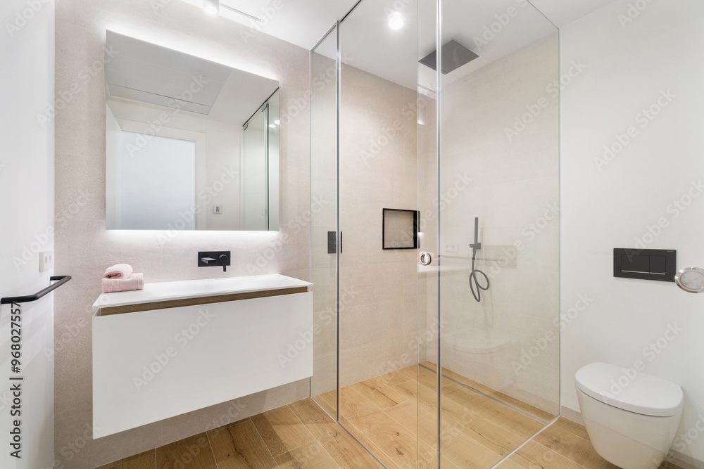 Modern Mediterranean villa bathroom with elegant decor Modern Mediterranean villa bathroom with elegant decor