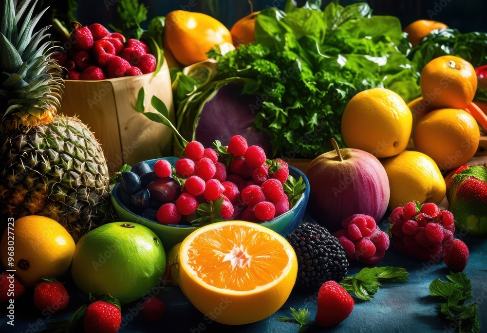 vibrant food visuals featuring fresh ingredients bright colorful backgrounds eye catching presentations, appetizing, aesthetic, arrangement, artistic