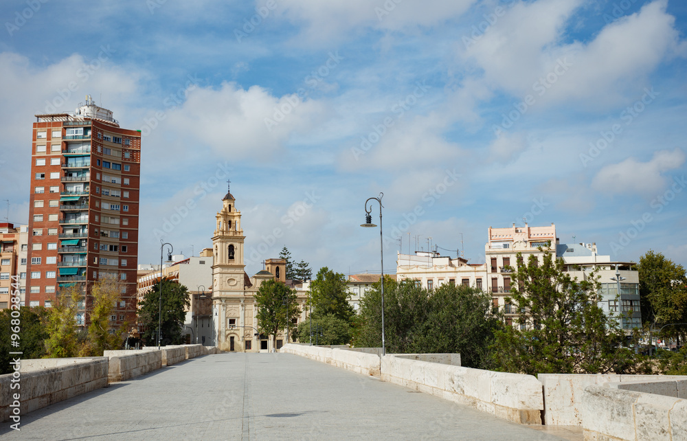 Llar Sant Joaquim i Santa Anna church view from Pont des Serrans Llar Sant Joaquim i Santa Anna church view from Pont des Serrans