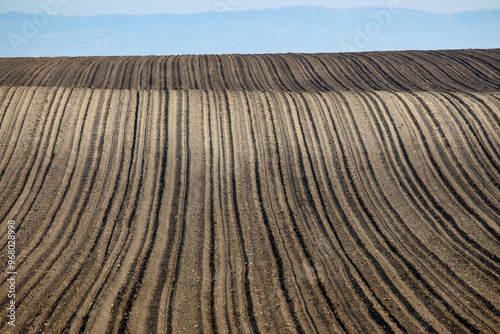 Plowed field,autumn season,agriculture,Voivodina,Serbia photo