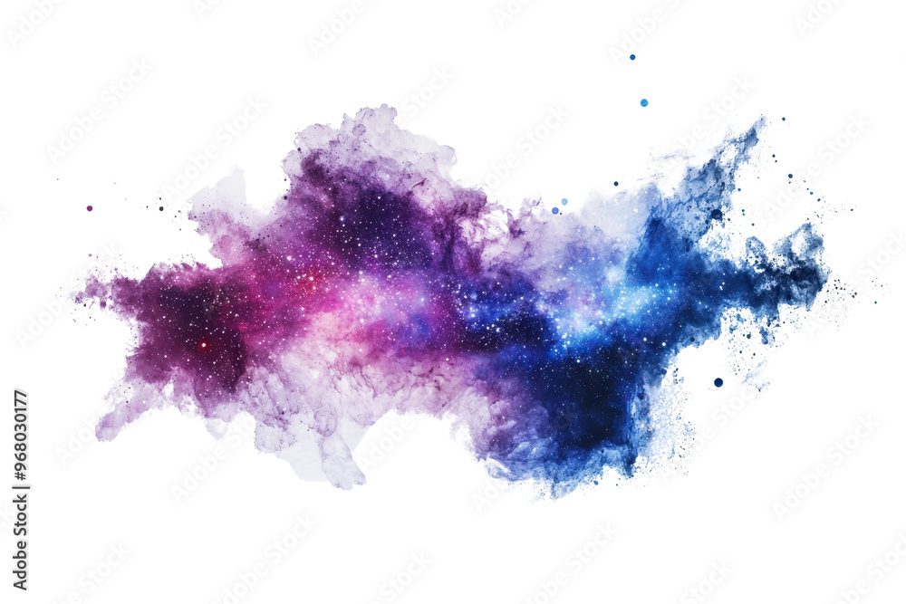 Fototapeta premium Abstract watercolor galaxy with vibrant purple and blue hues, capturing the beauty and mystery of the cosmos. Perfect for various design uses.