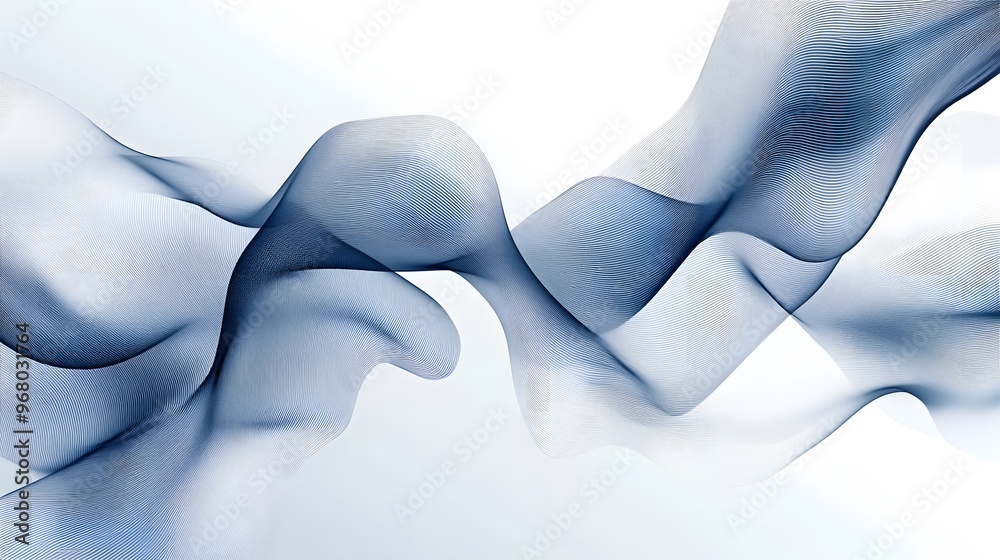 Obraz premium Abstract blue and white background vector presentation design with line waves