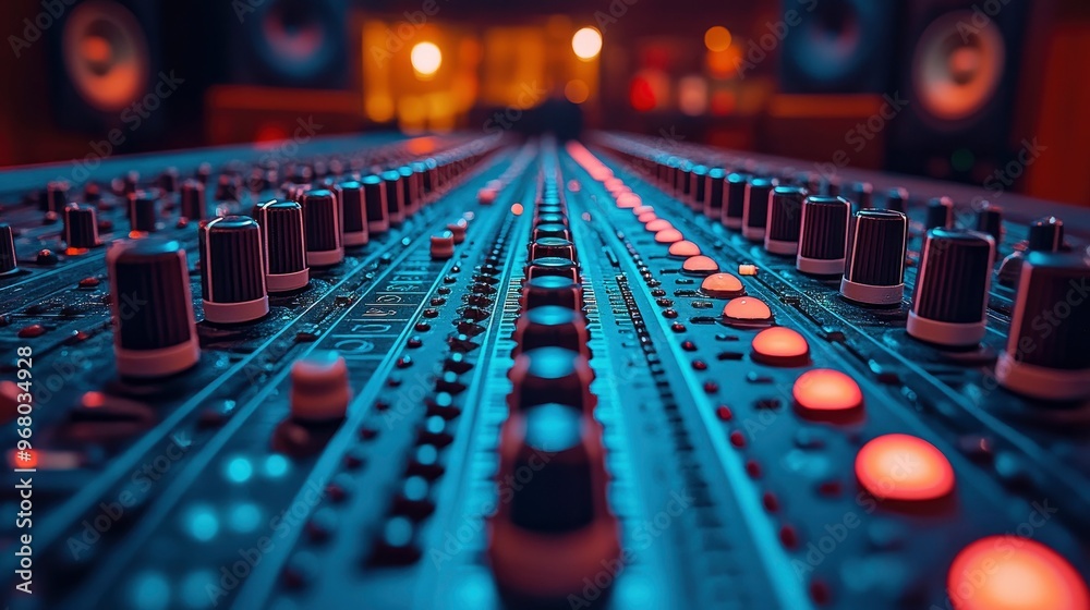 Close-up of an Audio Mixing Console in a Recording Studio Close-up of an Audio Mixing Console in a Recording Studio