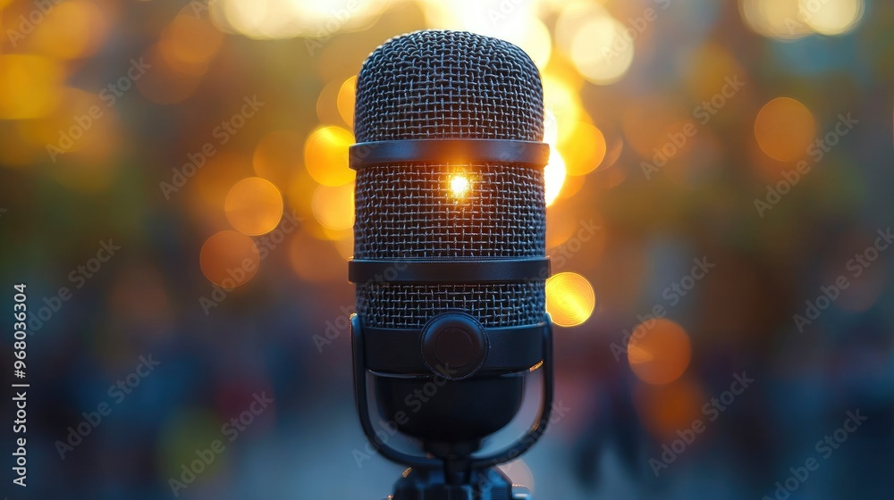 Microphone with Bokeh Background Microphone with Bokeh Background