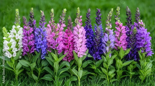 Colorful Penstemon Flowers in a Garden photo