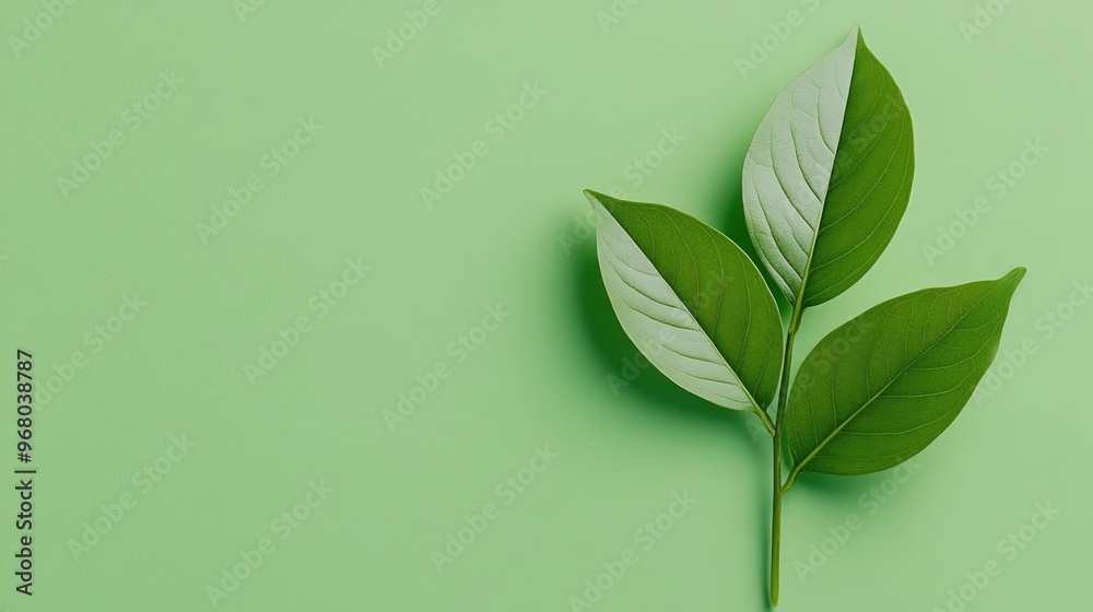 Green Leaves on a Light Green Background Green Leaves on a Light Green Background