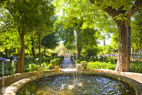 Garden of Alcazar of the Christian Monarchs in Cordoba, Spain photo