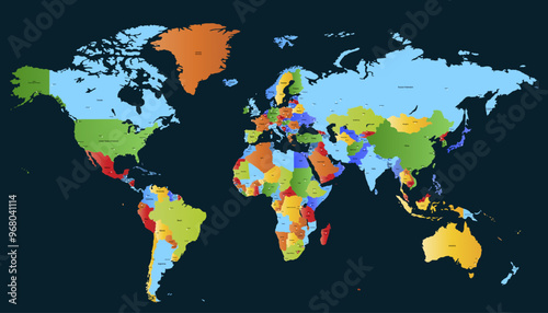 World map. Modern color vector map. Silhouette map