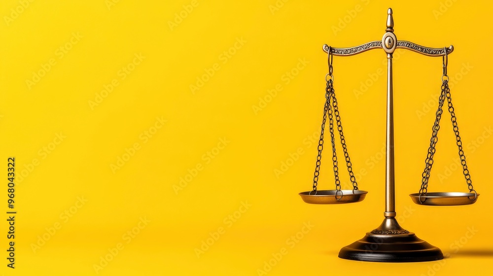 Scales of Justice on Yellow Background Scales of Justice on Yellow Background