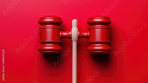 Red Gavel on Red Background