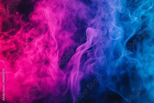 pink magenta and violet blue neon smoke on black background