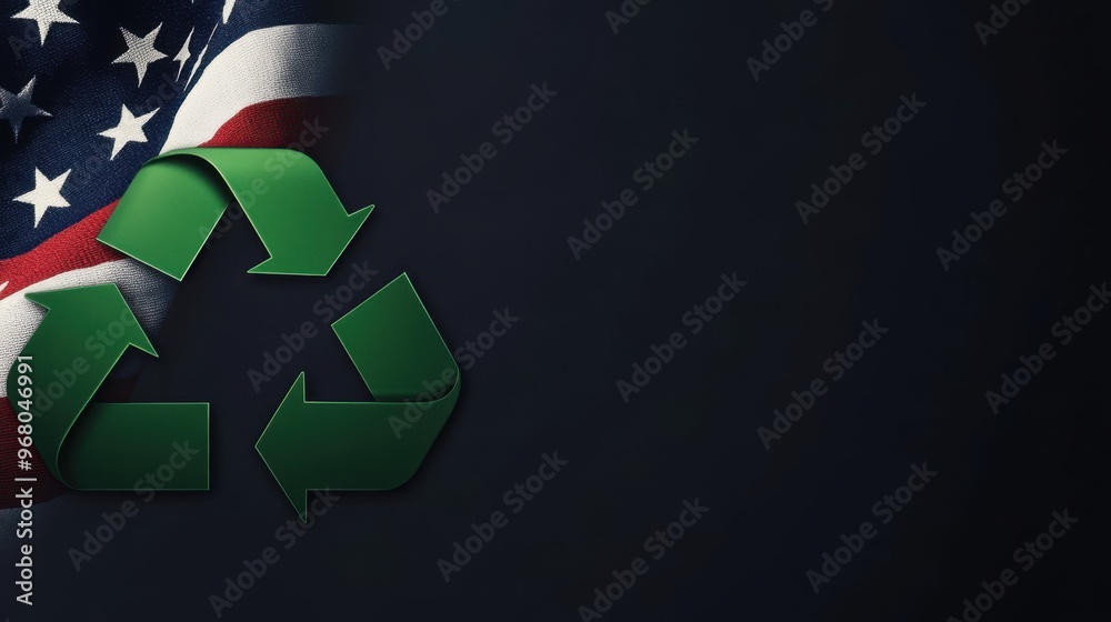 American Flag and Recycling Symbol - Eco-Friendly Patriotic Concept American Flag and Recycling Symbol - Eco-Friendly Patriotic Concept