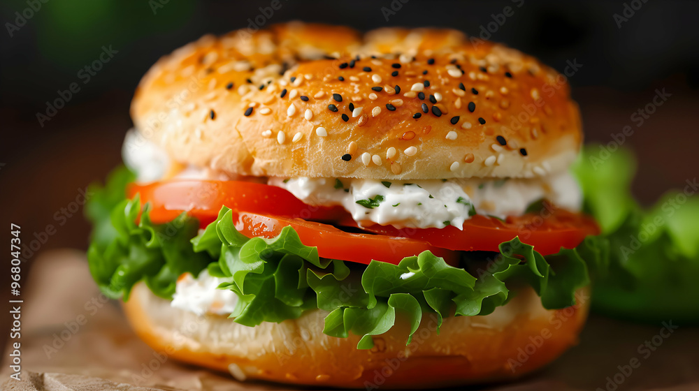 Smoked Salmon Bagel Modern Rooftop View Moonlit Smoked Salmon Bagel Modern Rooftop View Moonlit