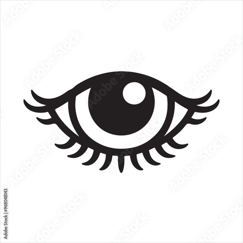 Eye lashes   Cute close eye with lash, girl face with mascara lashes,sleeping beauty. eyes silhouette on white background
