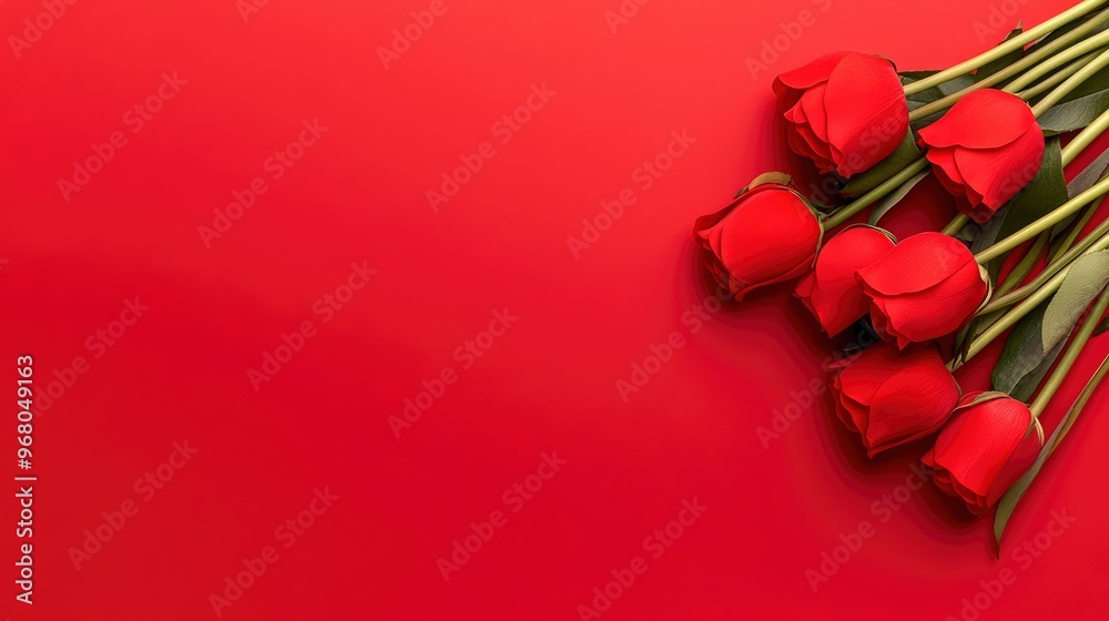 Red Tulips on Red Background with Copy Space Red Tulips on Red Background with Copy Space