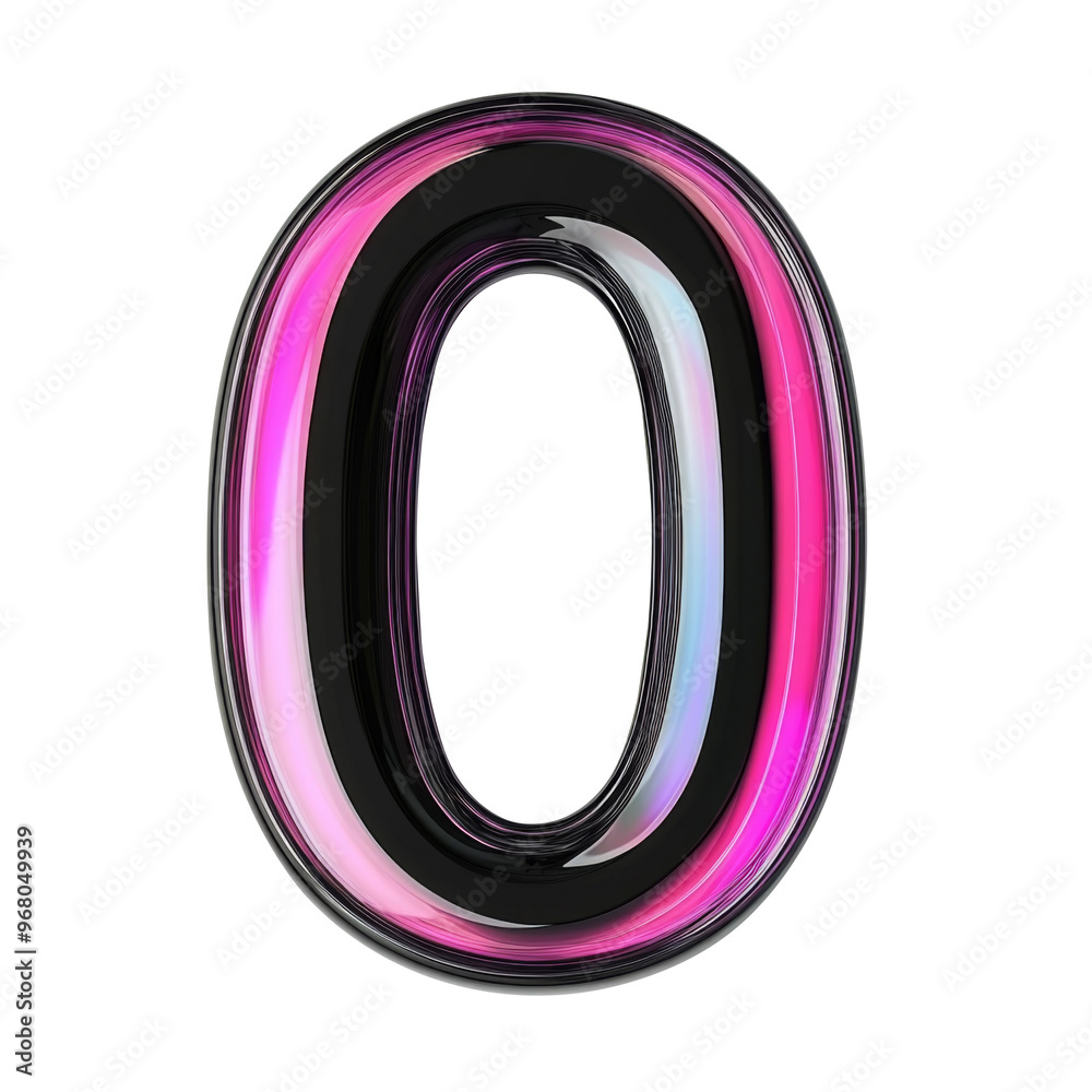 hologram dark glossy 0 NUMBER alphabet Realistic 3D on white background. Generative AI hologram dark glossy 0 NUMBER alphabet Realistic 3D on white background. Generative AI