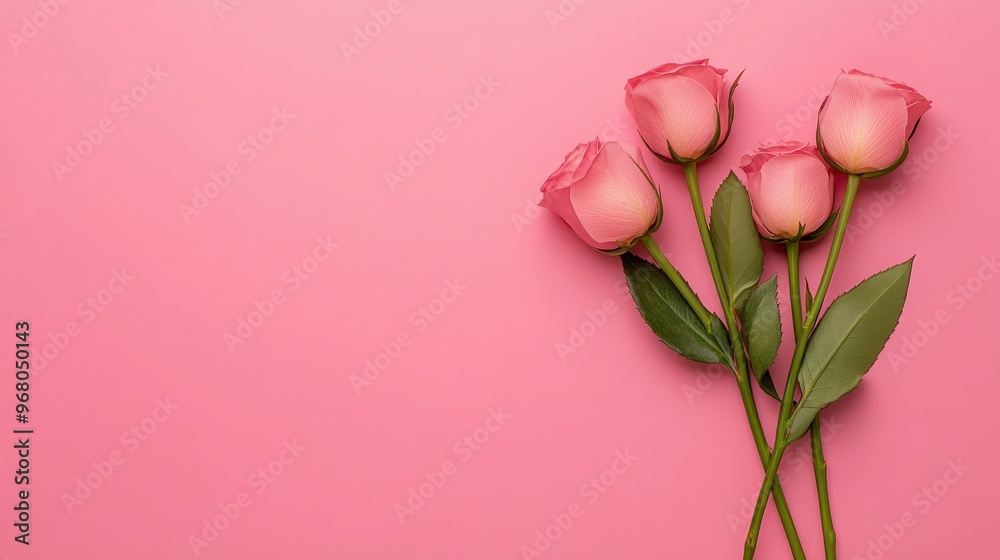 Fototapeta premium Pink Roses on a Pink Background