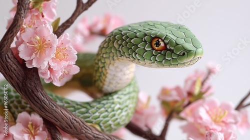 Artistic green snake sculpt...