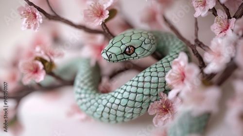 Artistic green snake sculpt...