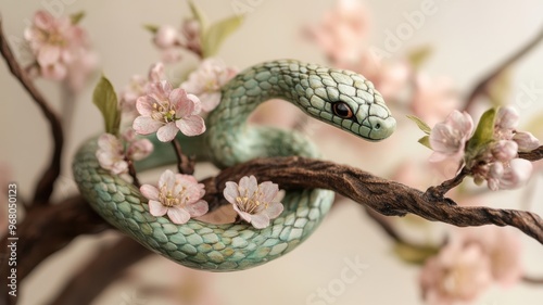 Artistic green snake sculpt...