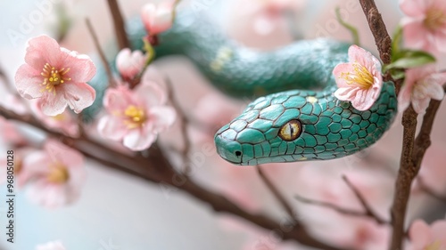 Artistic green snake sculpt...