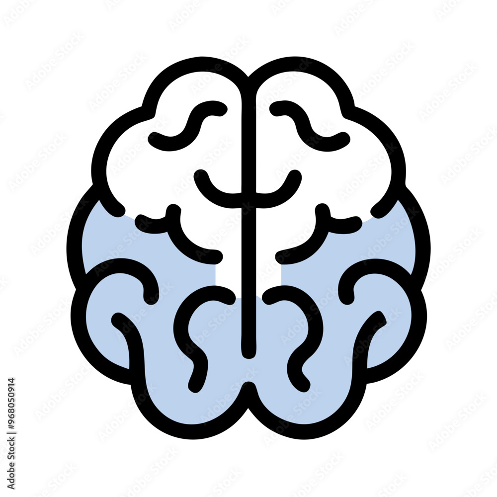 Brain icon in blue and white representing intelligence and cognition Brain icon in blue and white representing intelligence and cognition