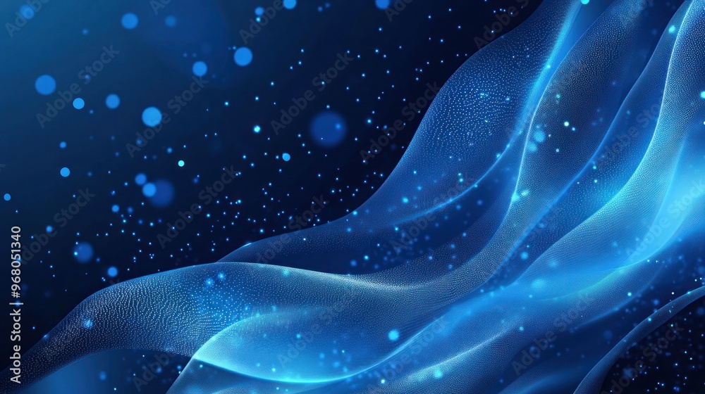 Obraz premium Abstract Blue Wave with Glowing Particles