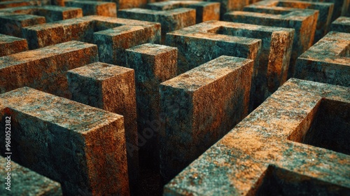 Rusty Stone Maze Abstract Background