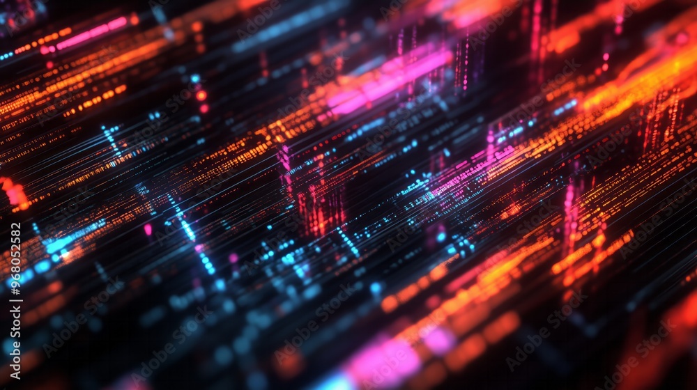 Abstract Digital Art: Glowing Lines and Data Flow Abstract Digital Art: Glowing Lines and Data Flow