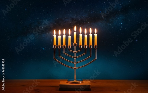 Night Sky with Menorah Silhouette for Hanukkah