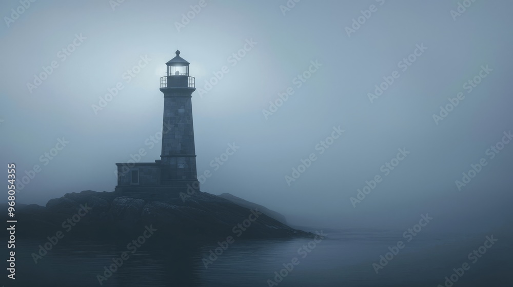 Lighthouse in Foggy Seascape Lighthouse in Foggy Seascape