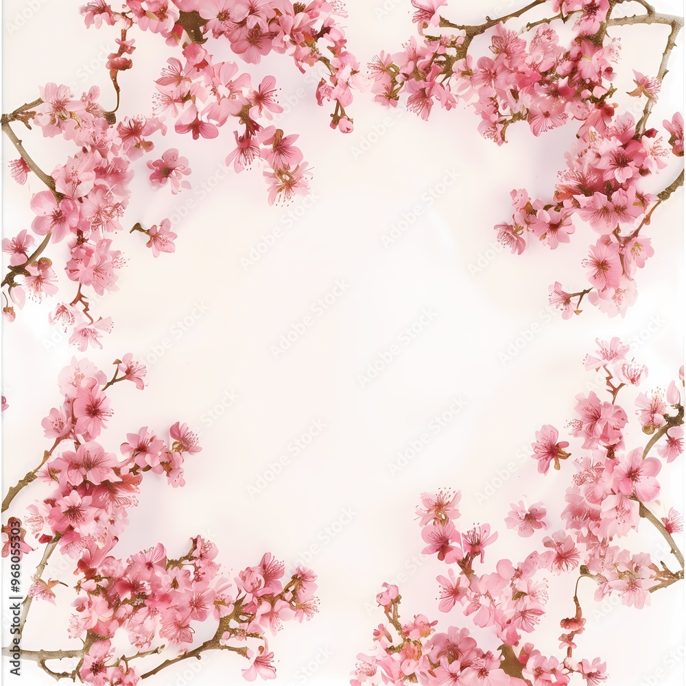 Cherry blossom tree in full bloom with pink flowers against a clear blue sky Cherry blossom tree in full bloom with pink flowers against a clear blue sky