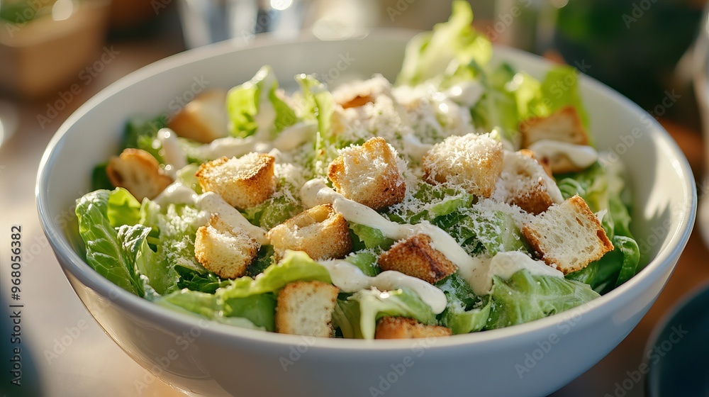 Caesar Salad: A classic mix of crisp romaine lettuce, crunchy croutons, shaved Parmesan, and creamy Caesar dressing. Caesar Salad: A classic mix of crisp romaine lettuce, crunchy croutons, shaved Parmesan, and creamy Caesar dressing.