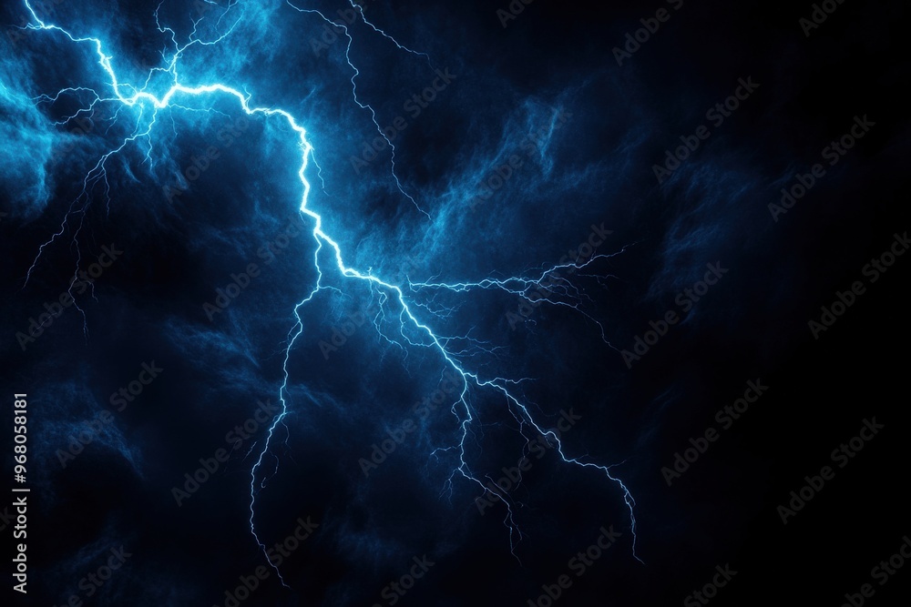 A long blue line of lightning bolts, generative ai image A long blue line of lightning bolts, generative ai image