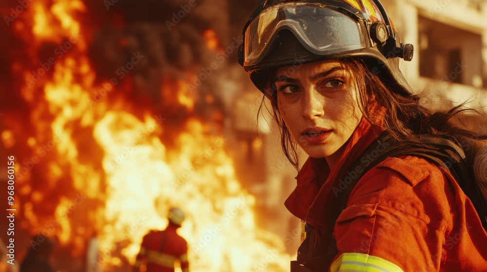 Brave firefighter responds to intense blaze while ensuring the safety of the surrounding area