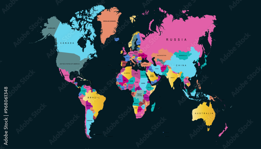 Fototapeta premium World map. Modern color vector map. Silhouette map.