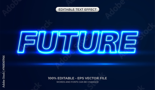 Futuristic glowing neon text effect. Editable blue light laser text effect