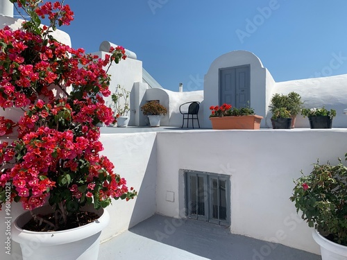 Rooftop garden in Santorini Greece