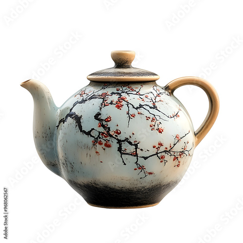 Photography of Traditional Chinese Ceramic Huangjiu Teapot on Plain White Background photo