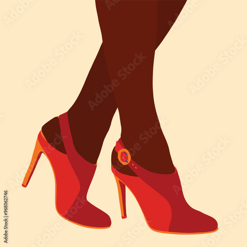 Black woman high heel shoes illustration