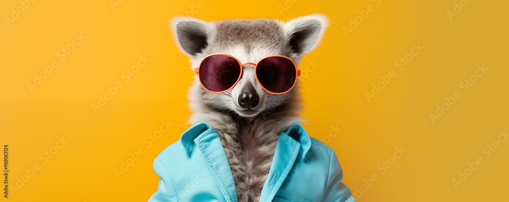 Stylish Lemur on pastel background Stylish Lemur on pastel background