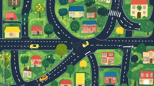 kids city town roads map car play mat printable set rug in digital