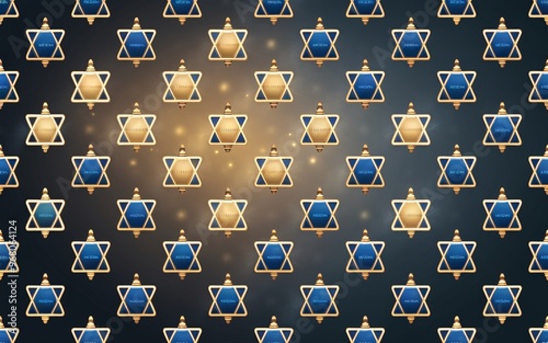 Star of David with Glowing Hanukkah Candles in the Background photo