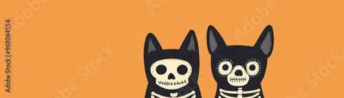 Spooky pets in skeleton costumes bring playful and eerie vibe to Halloween celebrations. These charming characters are perfect for festive decorations and themed events