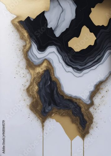 Luxurious golden and black marble abstract fluid art painting in alcohol ink technique. Luxury marble ink abstract art from exquisite painting abstract background. marble ink abstract art